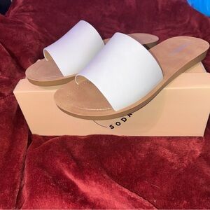 Soda White and Cream Slip On Sandals